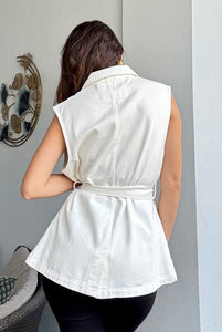 Denim White Vest