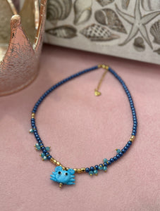 Blue Crab Crystal Necklace