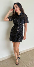 Load image into Gallery viewer, Sequin Flower Black Dress

