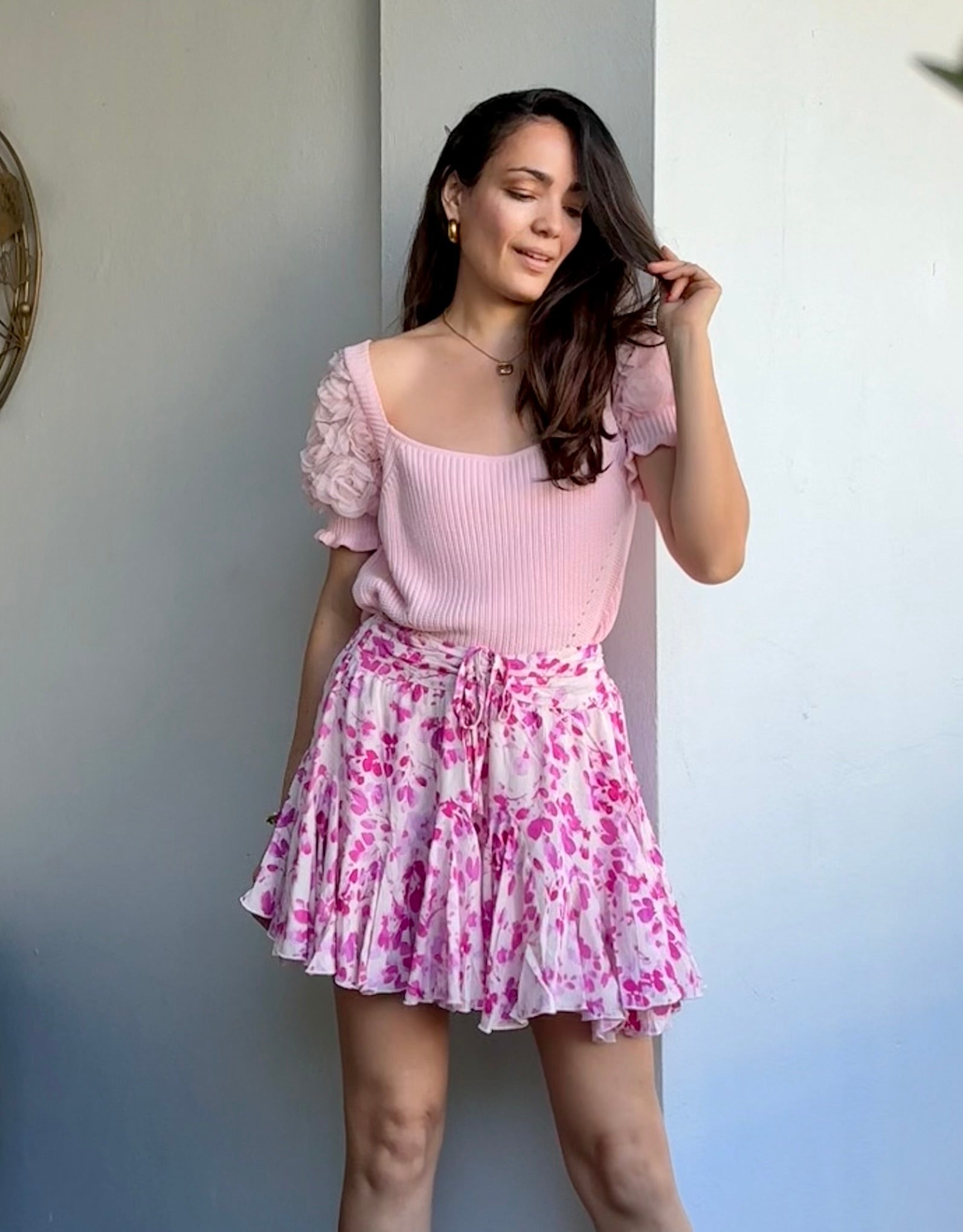 Fucsia Flowers Skort