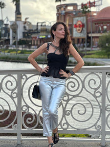 Metallic Silver Pants