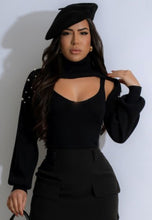 Load image into Gallery viewer, Pearls Beaded Knit Black Set
