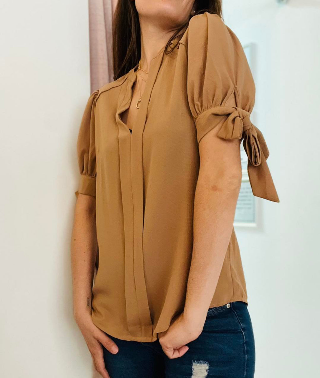 Coquette Sleeves Beige Top