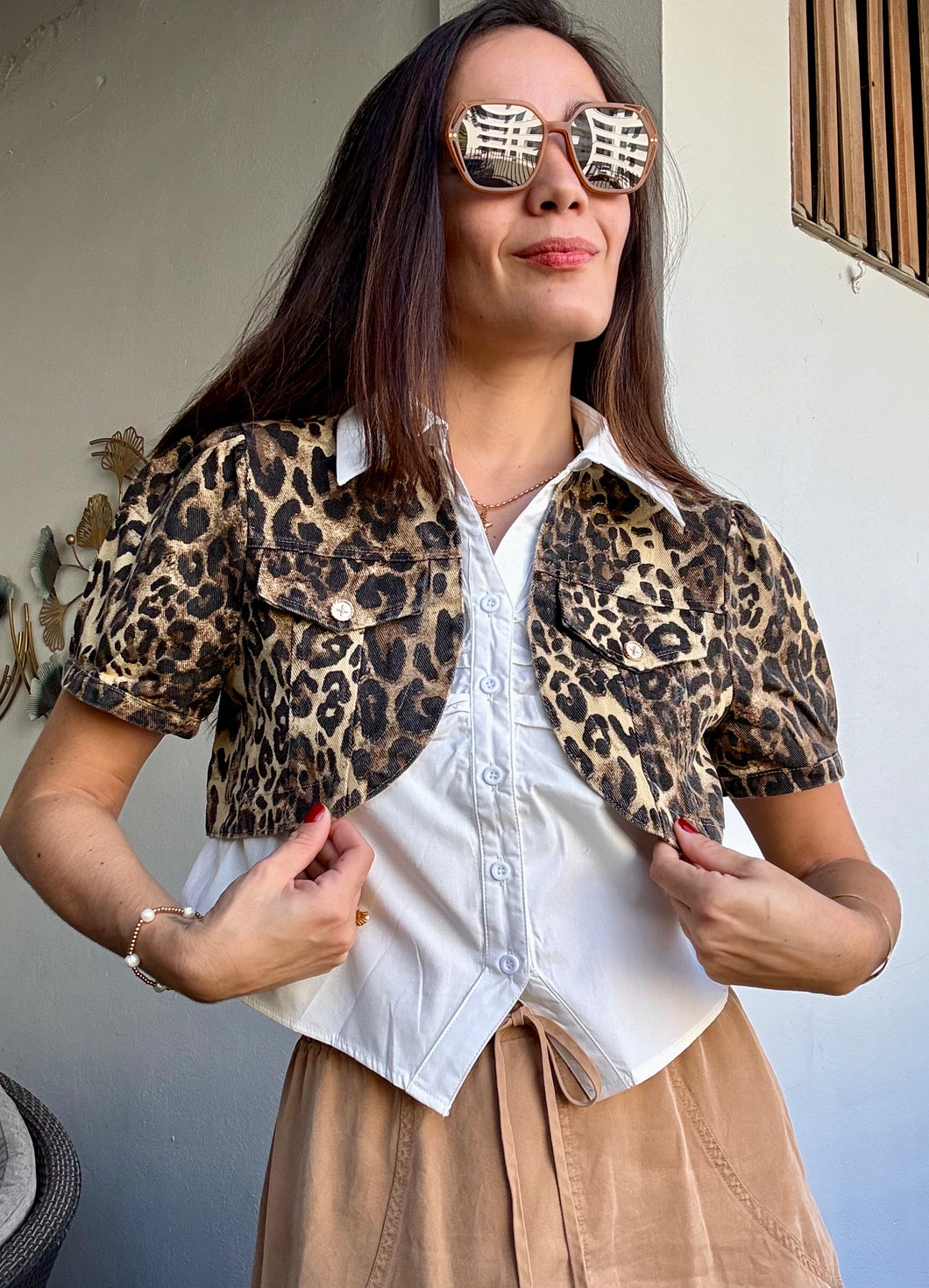 Animal Print Short Jacket Top