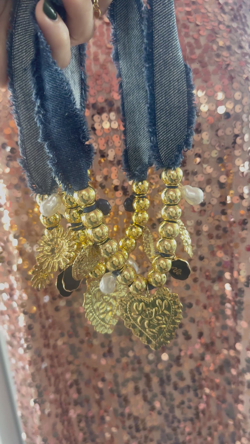 Denim Charms Necklace