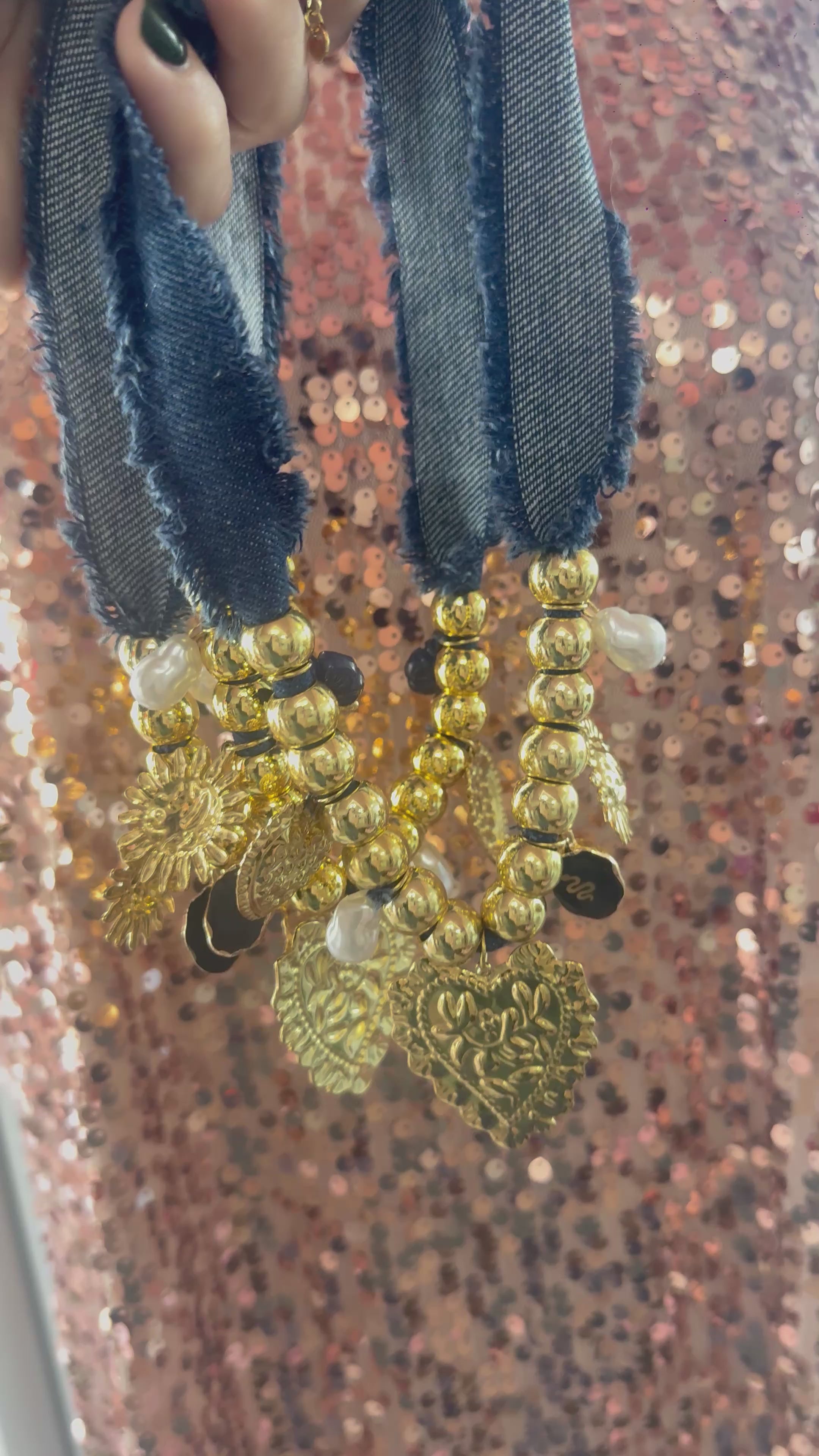 Denim Charms Necklace