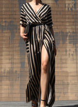 Load image into Gallery viewer, Striped Woven Maxi Wrap Dress
