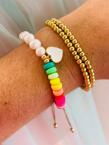 Rainbow Pink Heart Bracelet