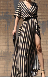 Striped Woven Maxi Wrap Dress