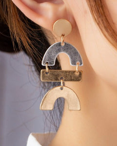 Gold and Silver Arch Earrings