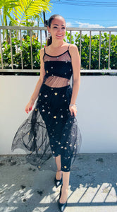 Stars Black Mesh Dress