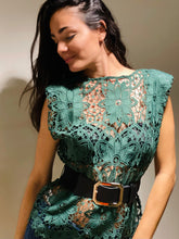 Load image into Gallery viewer, Emerald Green Lace Top &amp; Belt
