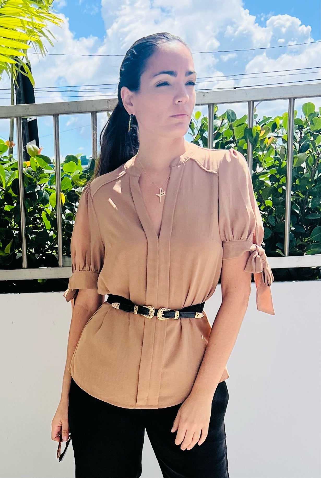 Coquette Sleeves Beige Top