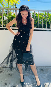 Stars Black Mesh Dress