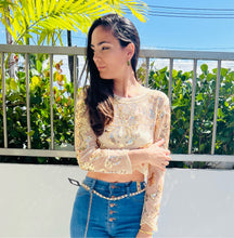 Load image into Gallery viewer, Gold Lace Crop Top
