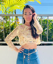 Load image into Gallery viewer, Gold Lace Crop Top
