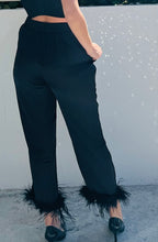 Load image into Gallery viewer, Black Sateen Feather Pants
