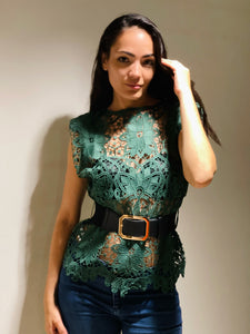 Emerald Green Lace Top & Belt