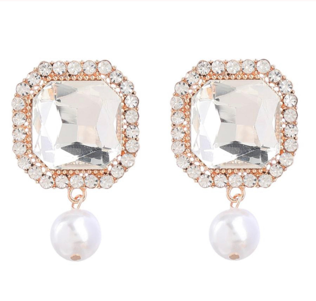 Rhinestone & Pearl Earrings