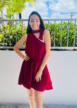 Load image into Gallery viewer, Burgandy One Shoulder Dress
