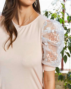 Organza Sleeve Blush Top