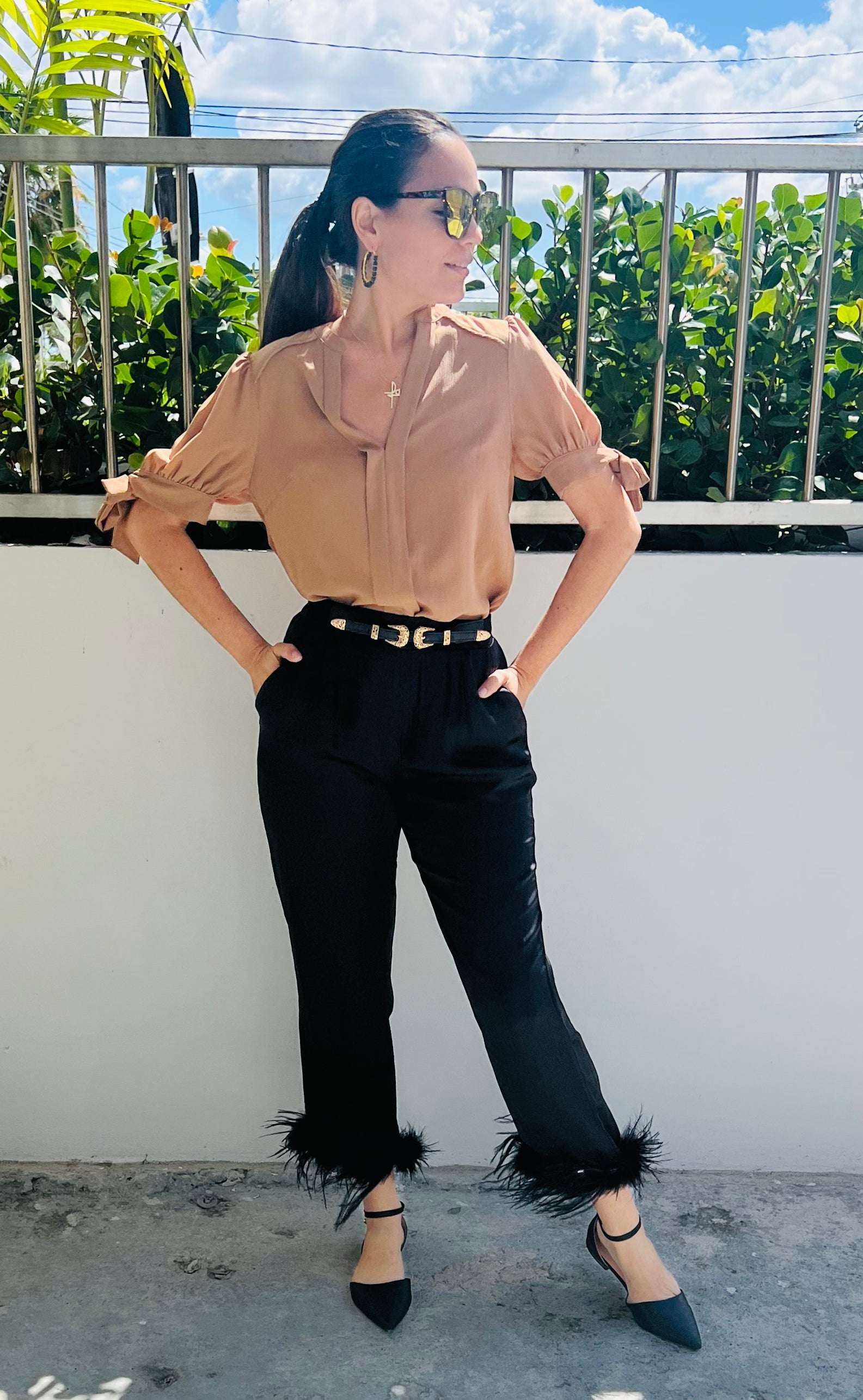 Coquette Sleeves Beige Top